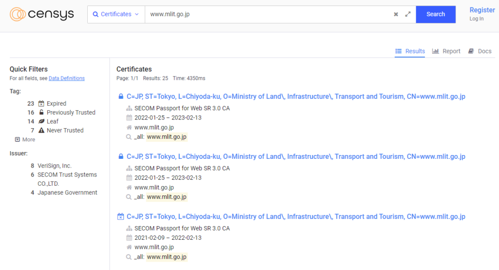 Censys Search Certificates